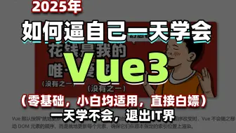 【2025最新】一天学会Vue3！从入门到精通(基础+进阶+案例）零基础小白也能听得懂，写得出，web前端快速入门教程_vue入门教程