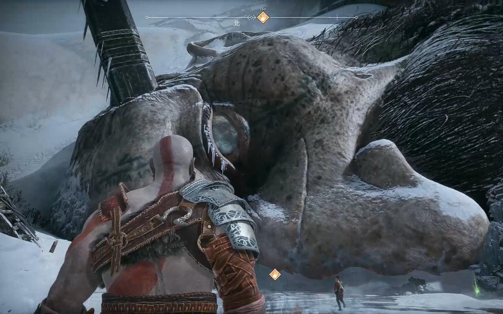 战神4一周目实况录像28主线魔法凿子之一调查死掉的巨人打破冰层