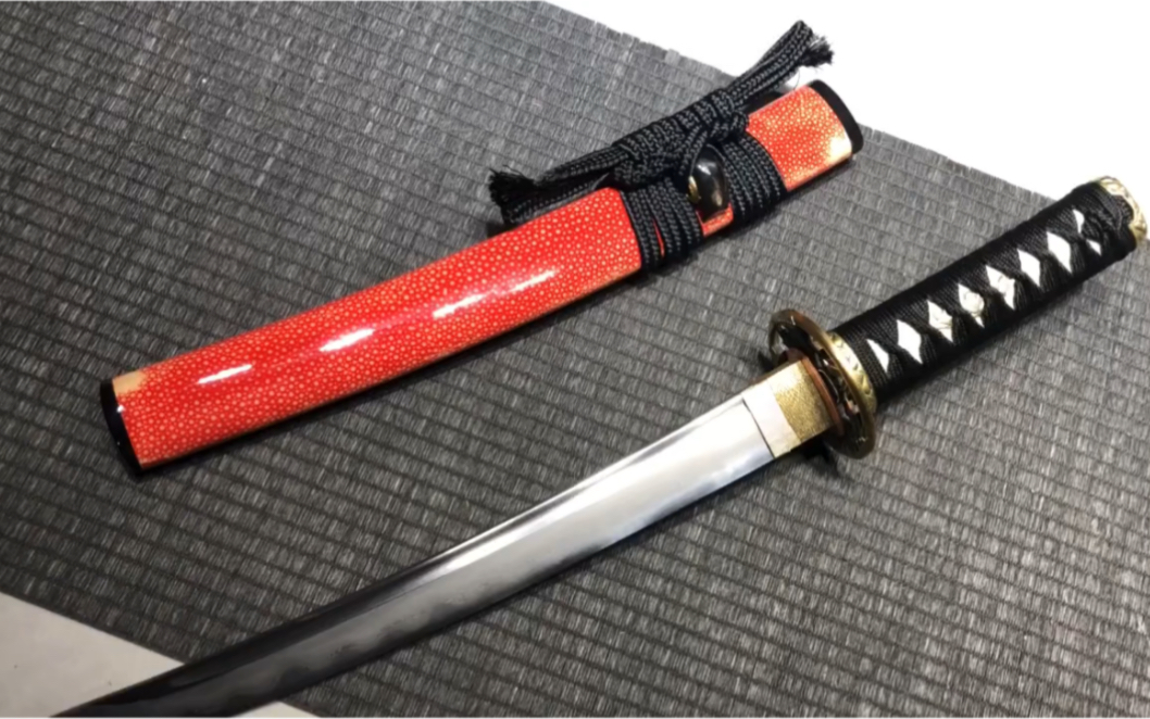 花纹钢烧刃日式短刀胁差