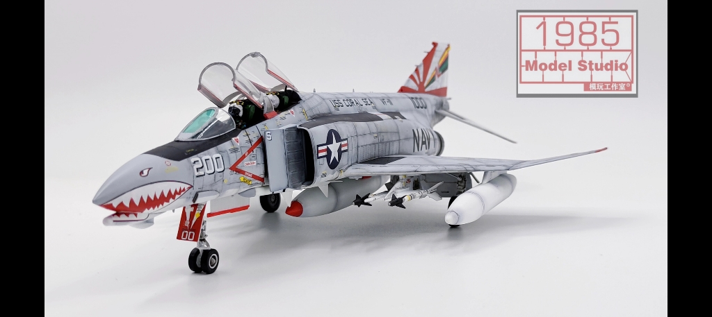 美军f4"鬼怪"战斗机"落日者"中队涂装,1:48手工静态模型