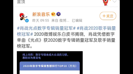 肖战光点数字专辑销量冠军