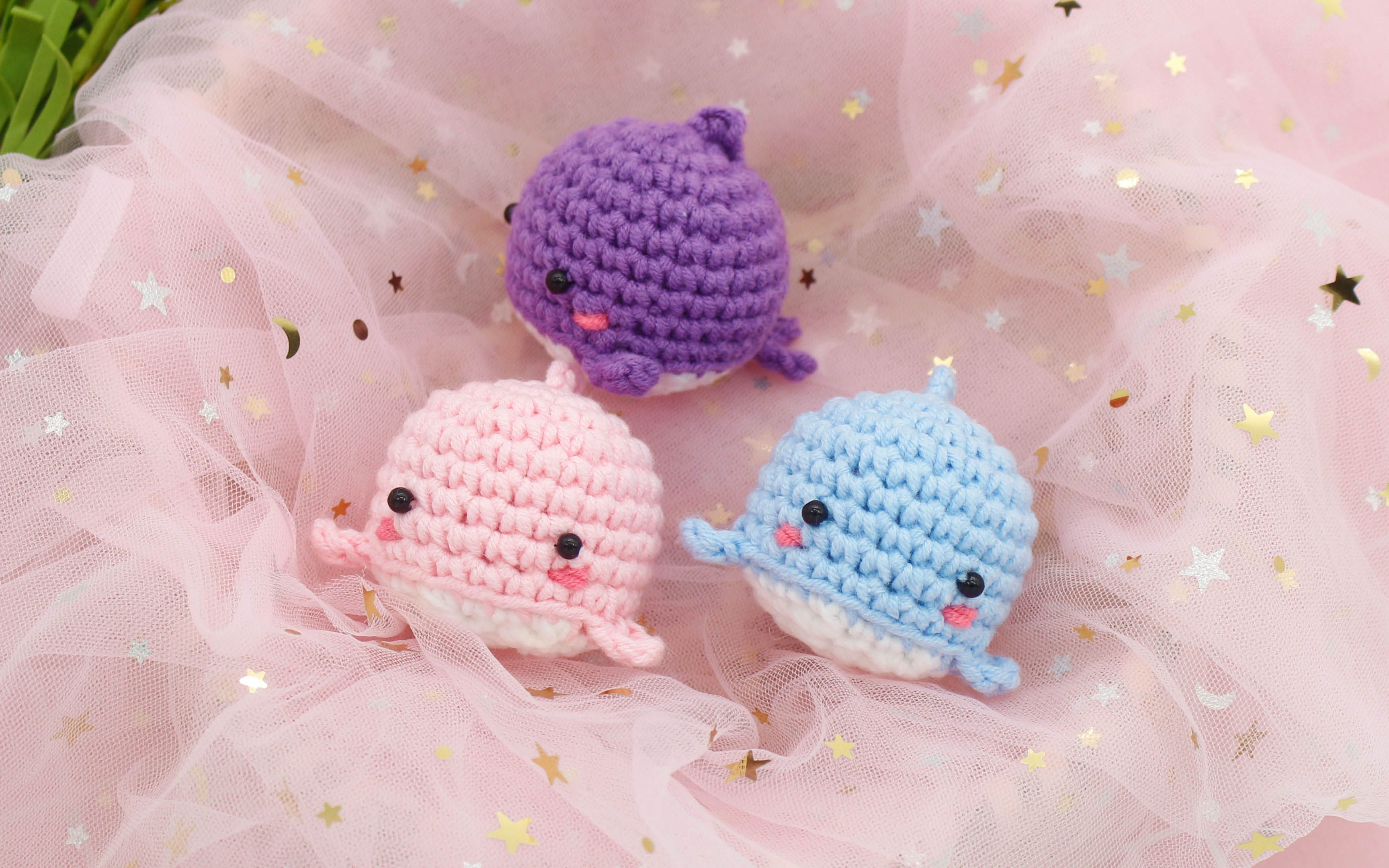 【第99集】木小尤手作 毛线diy钩针编织小鲸鱼挂件小饰品diy小玩偶