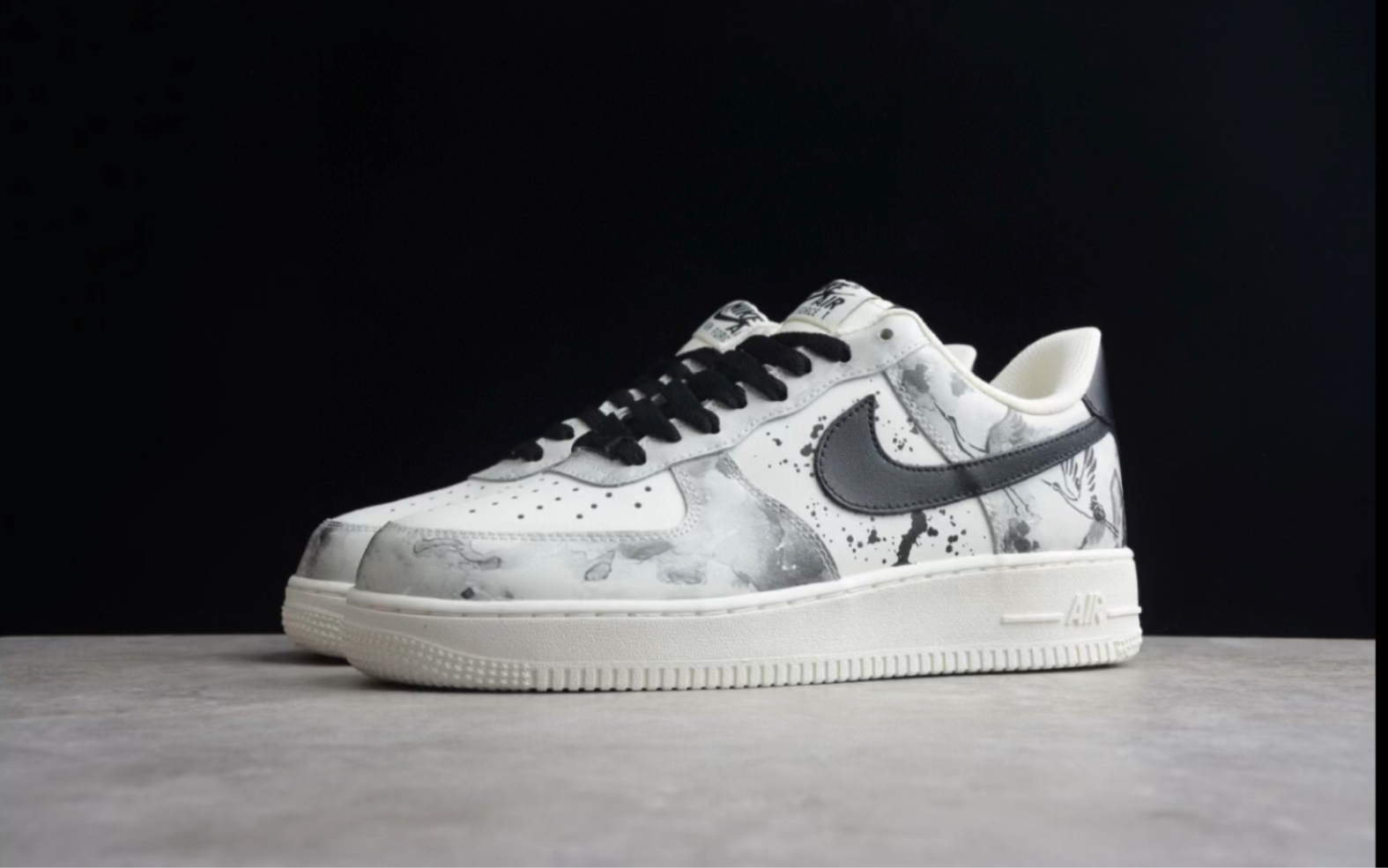 耐克nike air force 1 low 空军一号水墨风格复古飞鹤栩栩如生运动鞋