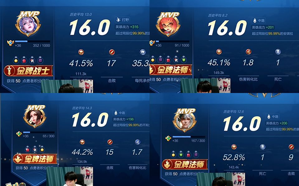 王者荣耀孤影:听说这游戏16.0很难?孤影一晚上就能拿4个