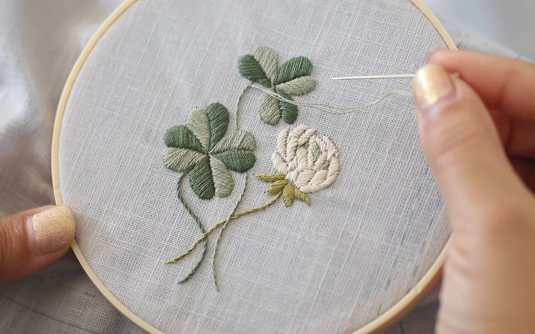 【花寄】四叶草手帕 刺绣教程