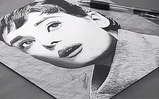 audreyhepburn奥黛丽赫本人像黑色圆珠笔素描