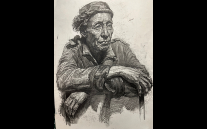 【素描】真人半身像示范