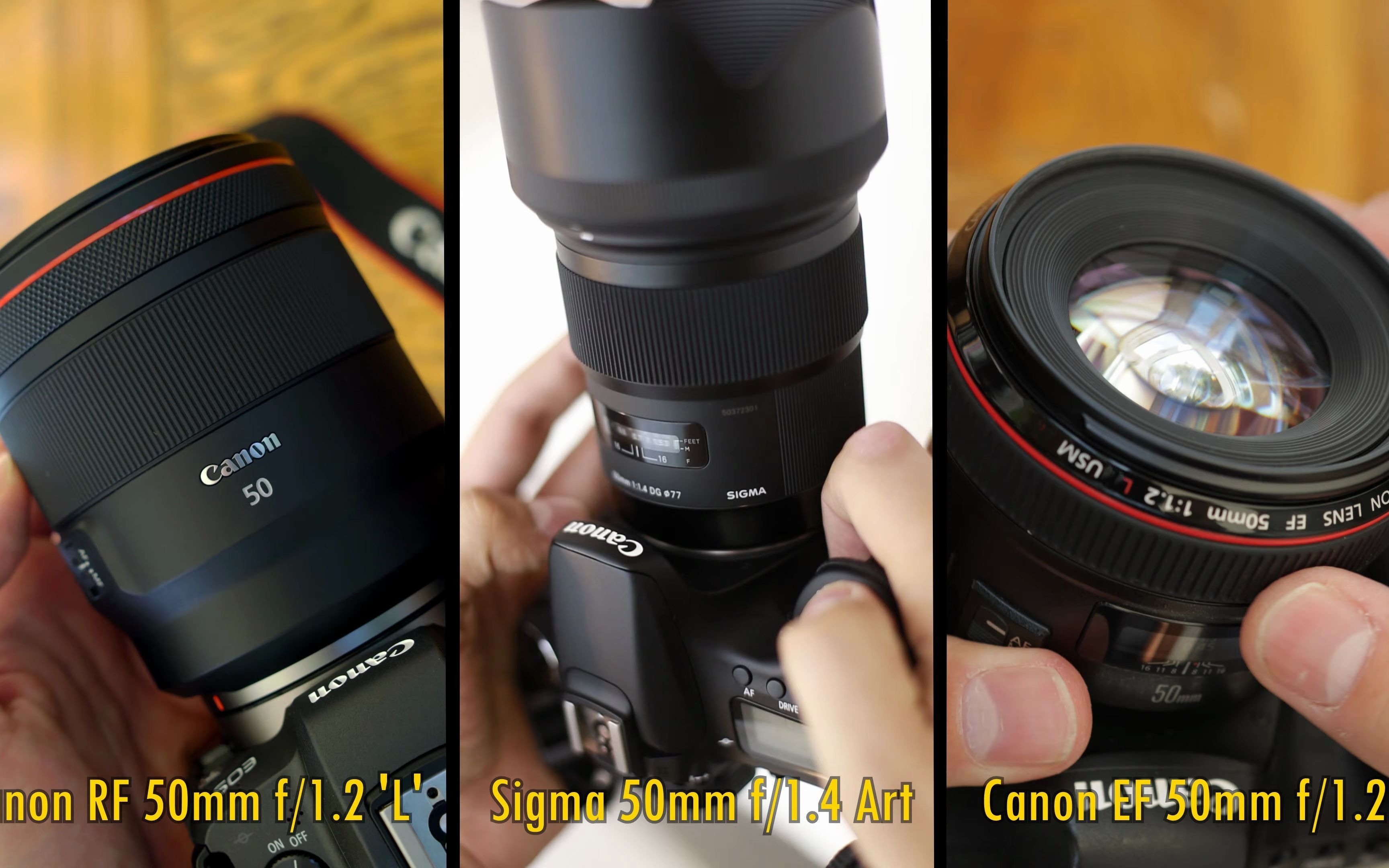 Canon RF 50mm f1.2 vs EF 50mm f1.2 vs Sigma 50m f1.4 ART