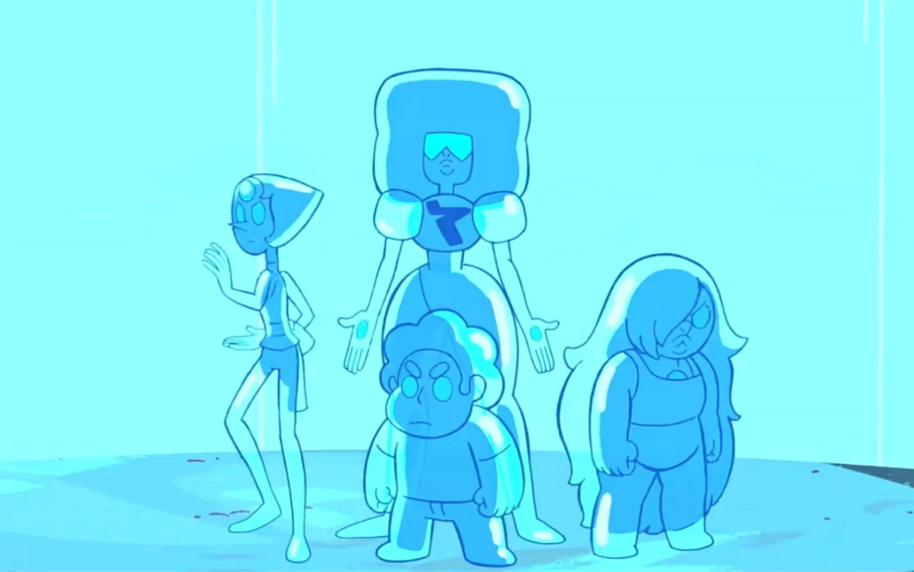 [图]宇宙小子 Steven universe 第一次的boss战 面对塑星级宝石人的力量，咱就说该凶的凶，该怂的怂（碧琉璃塑造的小卷毛好A啊）