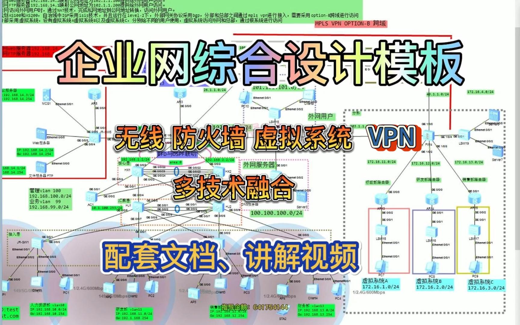 ensp模拟器综合实验案例中型企业网络(经典推荐)无线防火墙虚拟系统哔哩哔哩bilibili