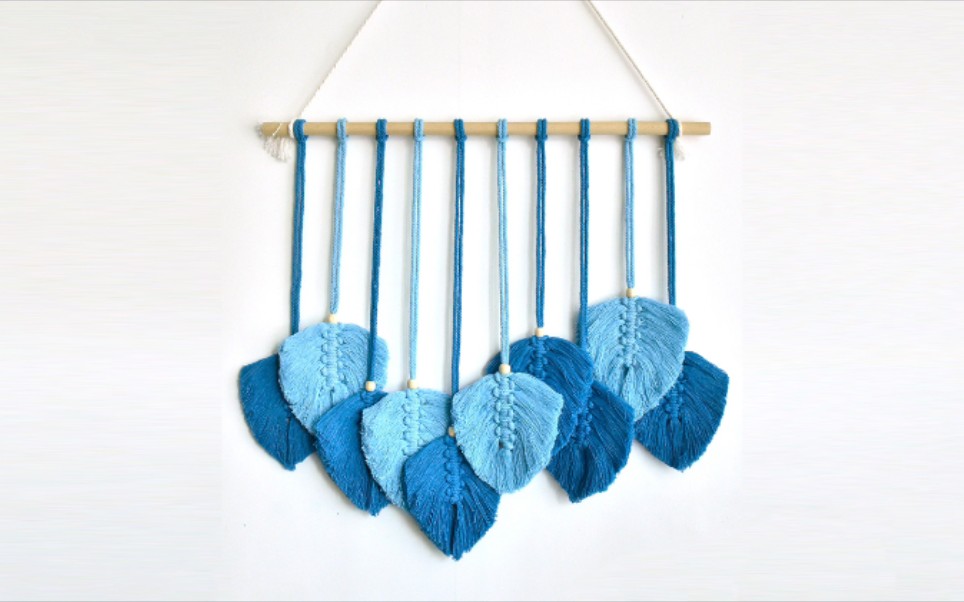 树叶挂毯棉绳编织制作教程