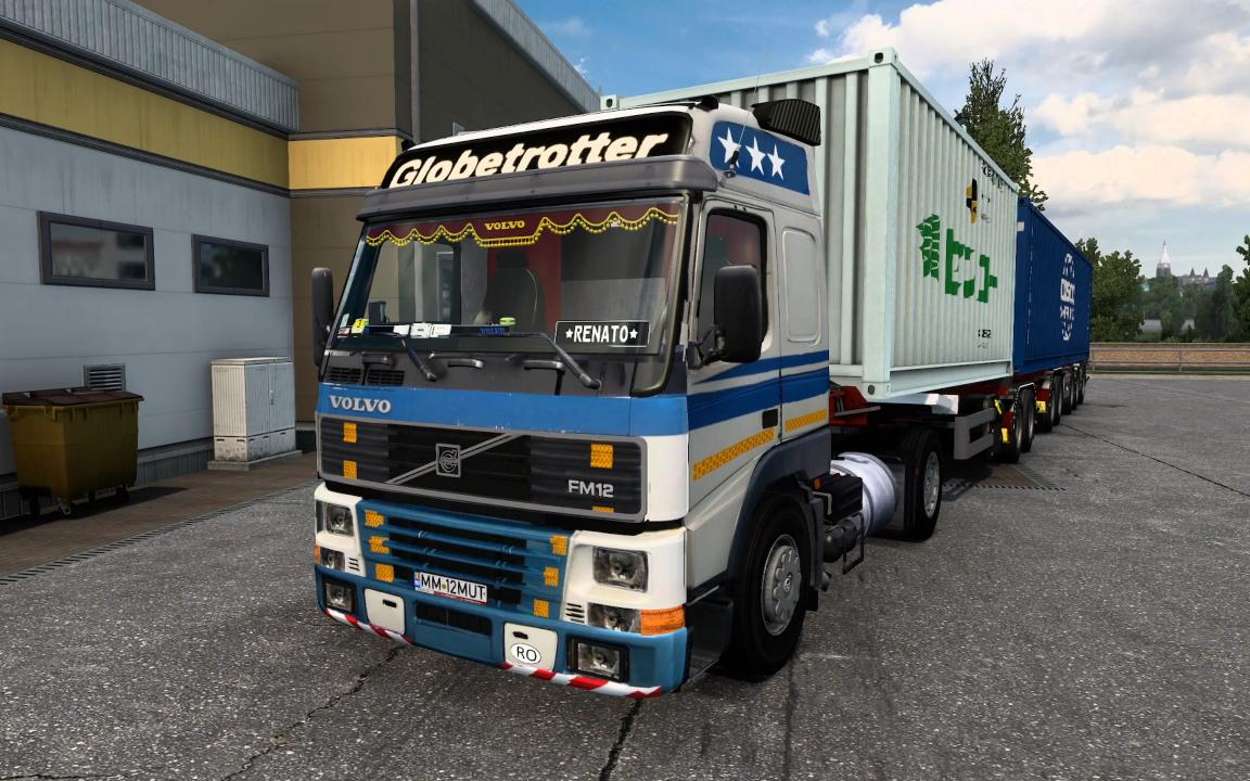 欧洲卡卡车模拟2-沃尔沃fm12车头 dtec集装箱挂车