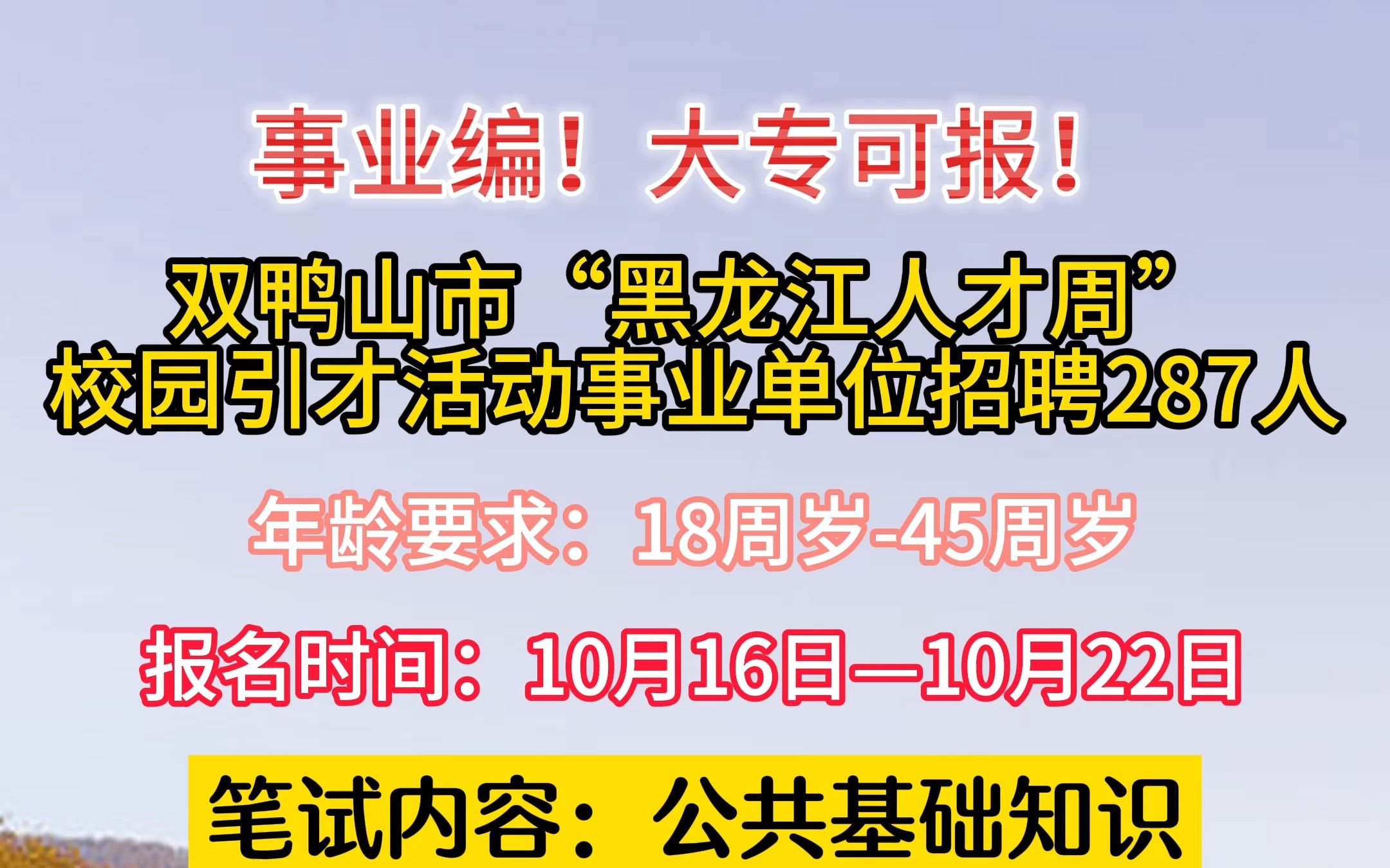 双鸭山市“黑龙江人才周”校园引才活动事业单位招聘287人!哔哩哔哩bilibili