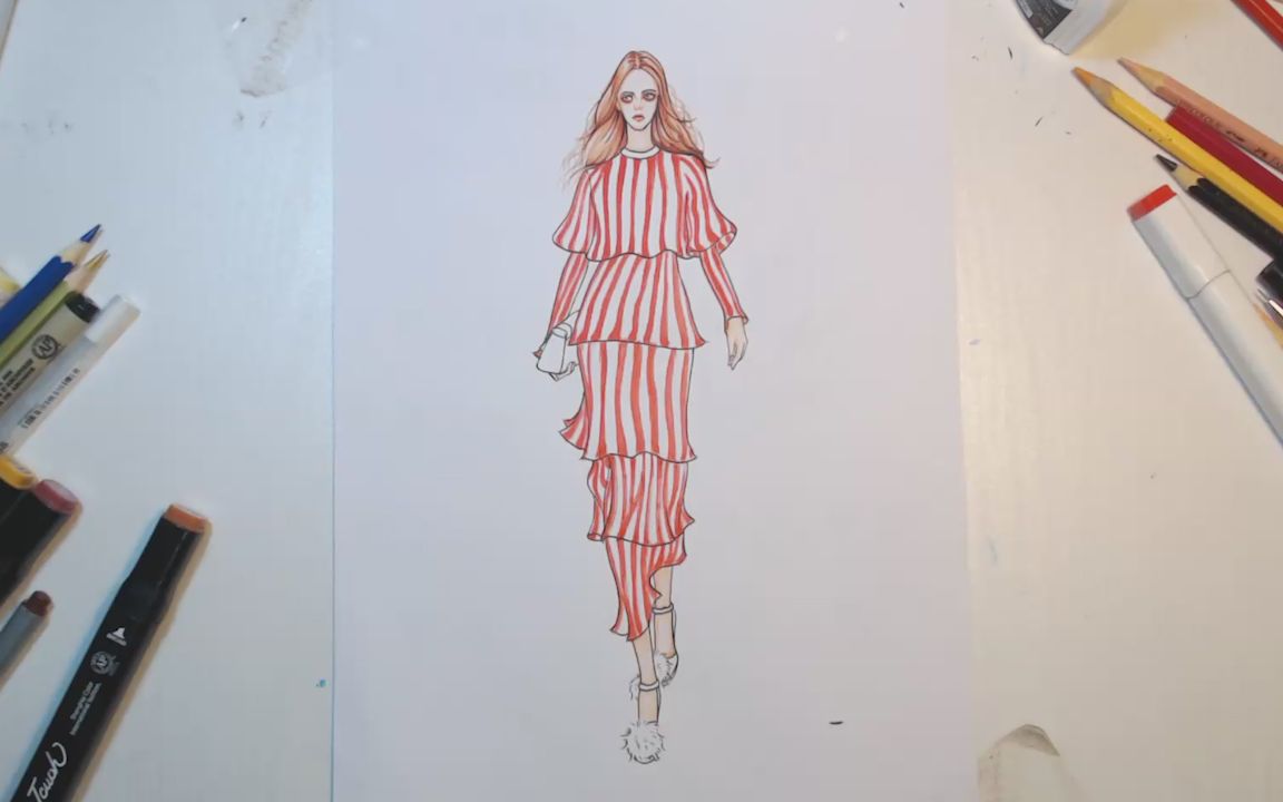 手绘蛋糕裙效果图,好看又时髦的小清新风格!(上集)