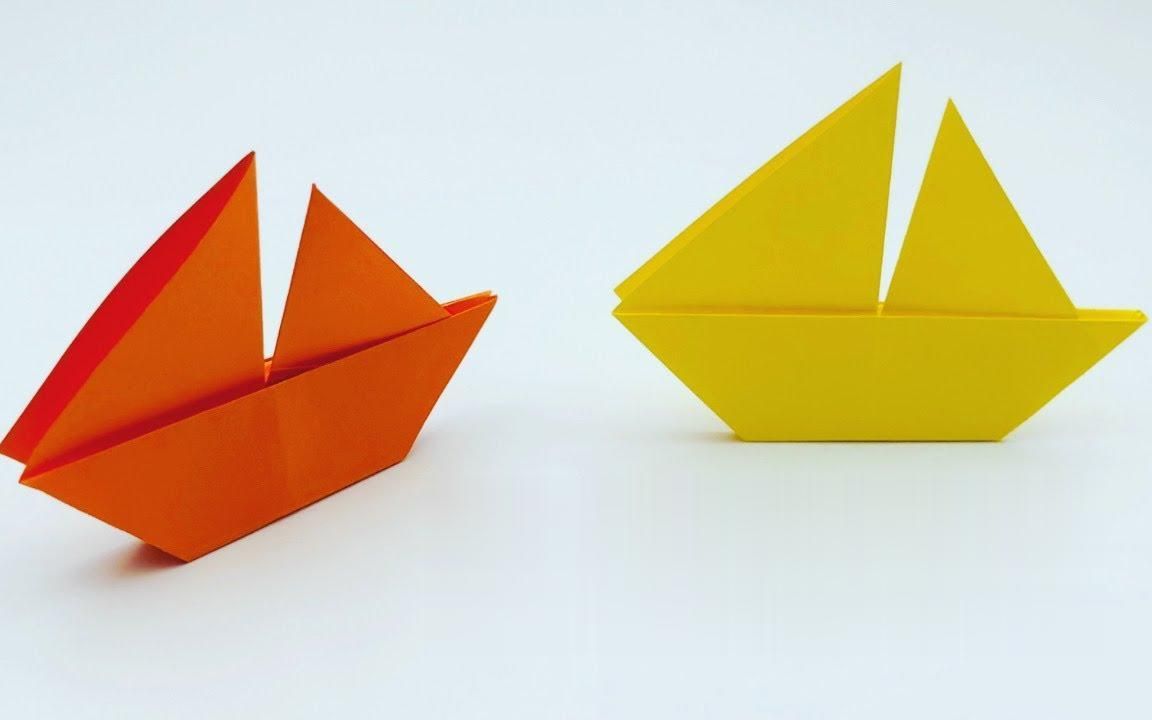 今天我们来制作一艘折纸帆船!