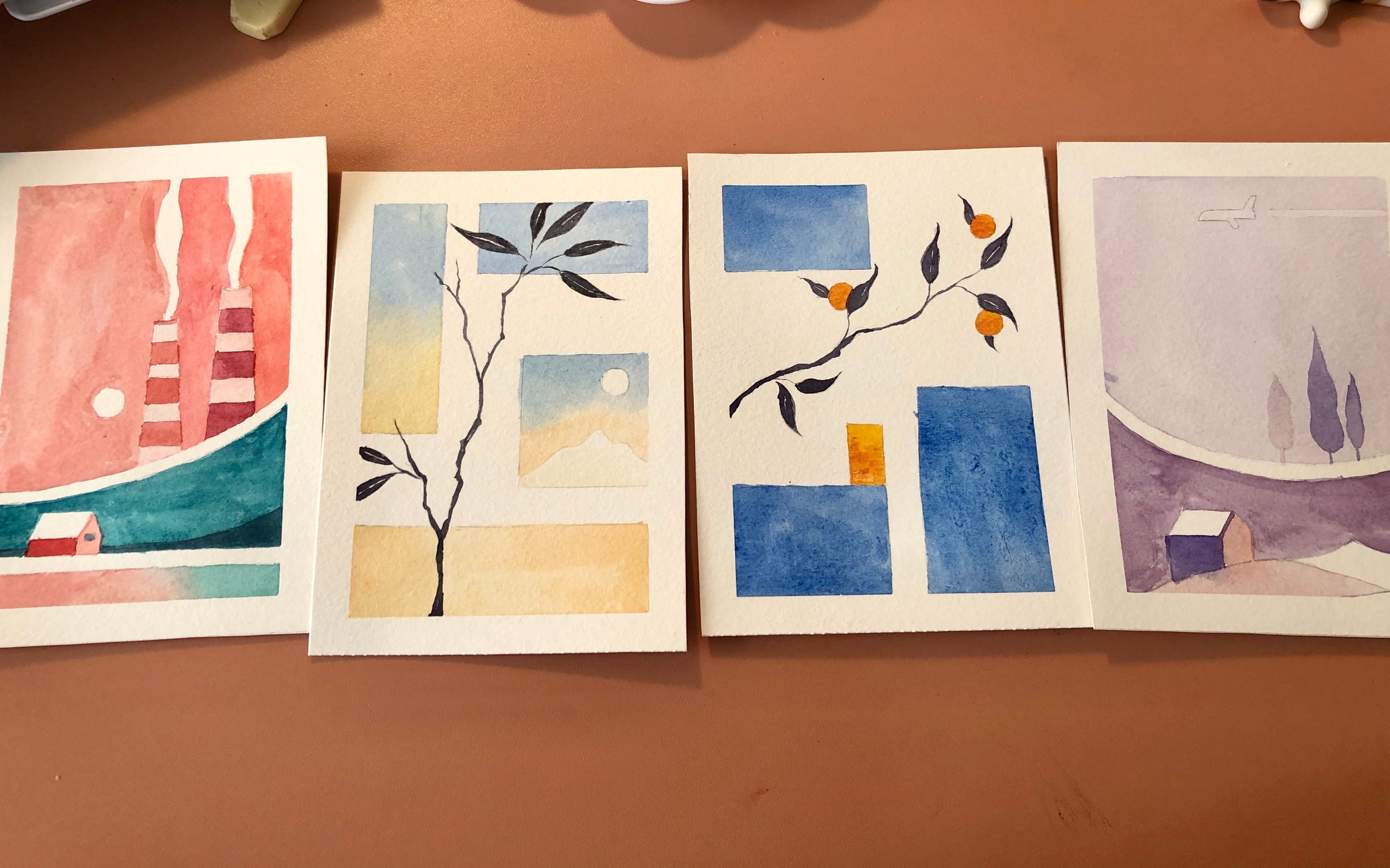 简单的ins风水彩明信片_哔哩哔哩_bilibili