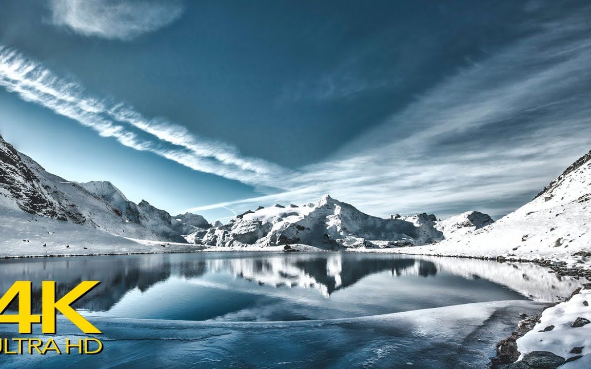 4k视频超高清音乐电影放松音乐的冬季风景