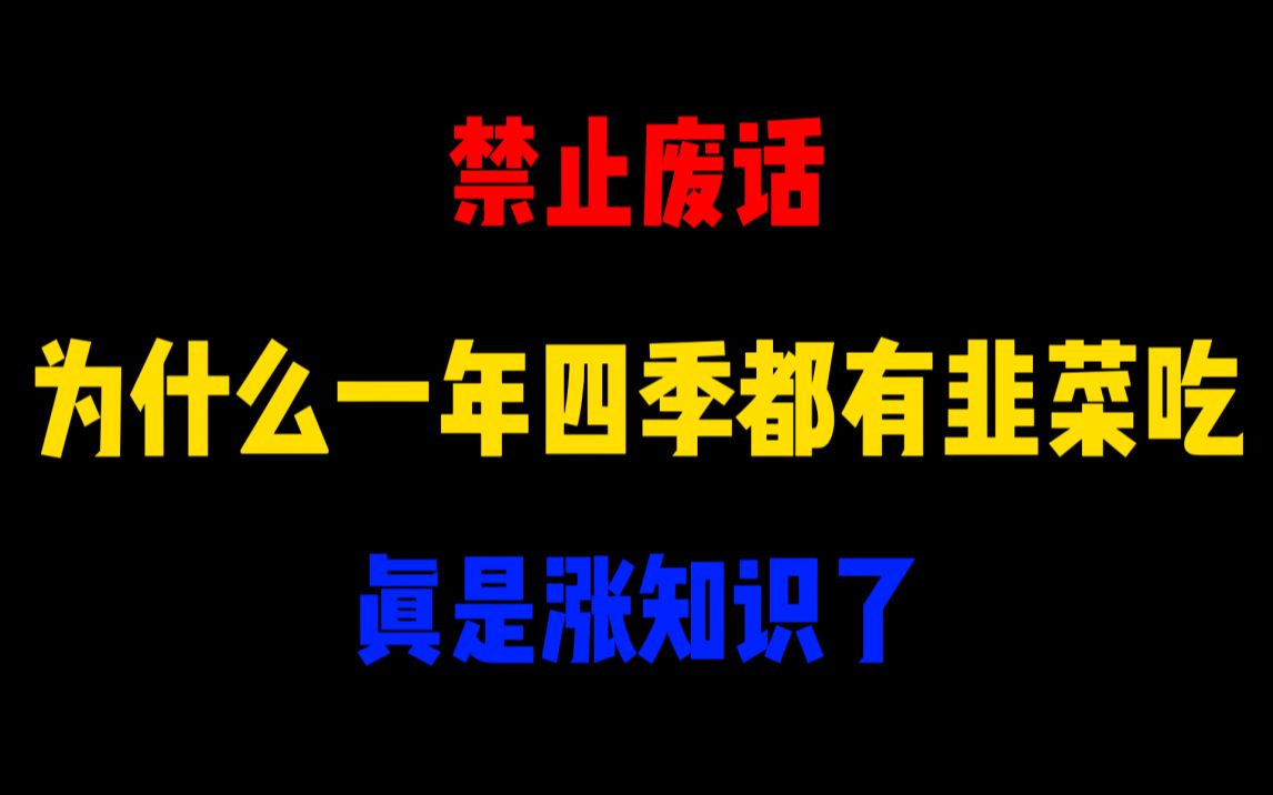 禁止废话:为什么一年四季都有韭菜吃?涨知识了哔哩哔哩bilibili