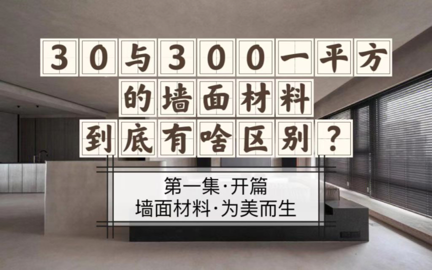 墙面材料大合集.第一集.开篇.为美而生的墙面材料. 30/平与300/平的墙面材料,到底有啥区别?哔哩哔哩bilibili