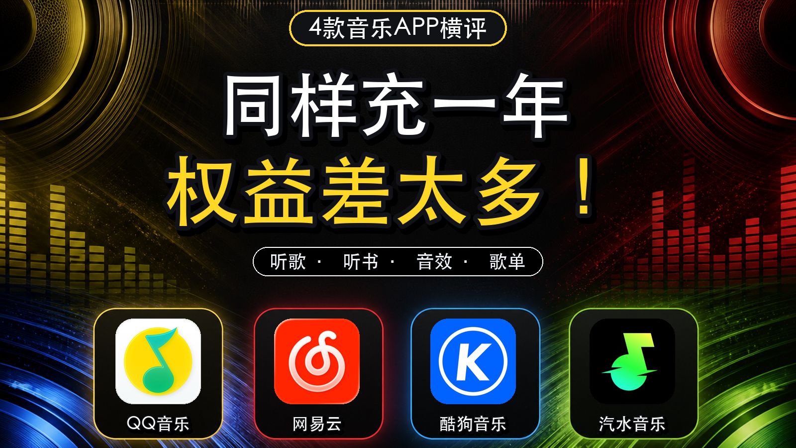 同样充一年,QQ音乐、网易云音乐、酷狗音乐、汽水音乐怎么选?VIP权益横评