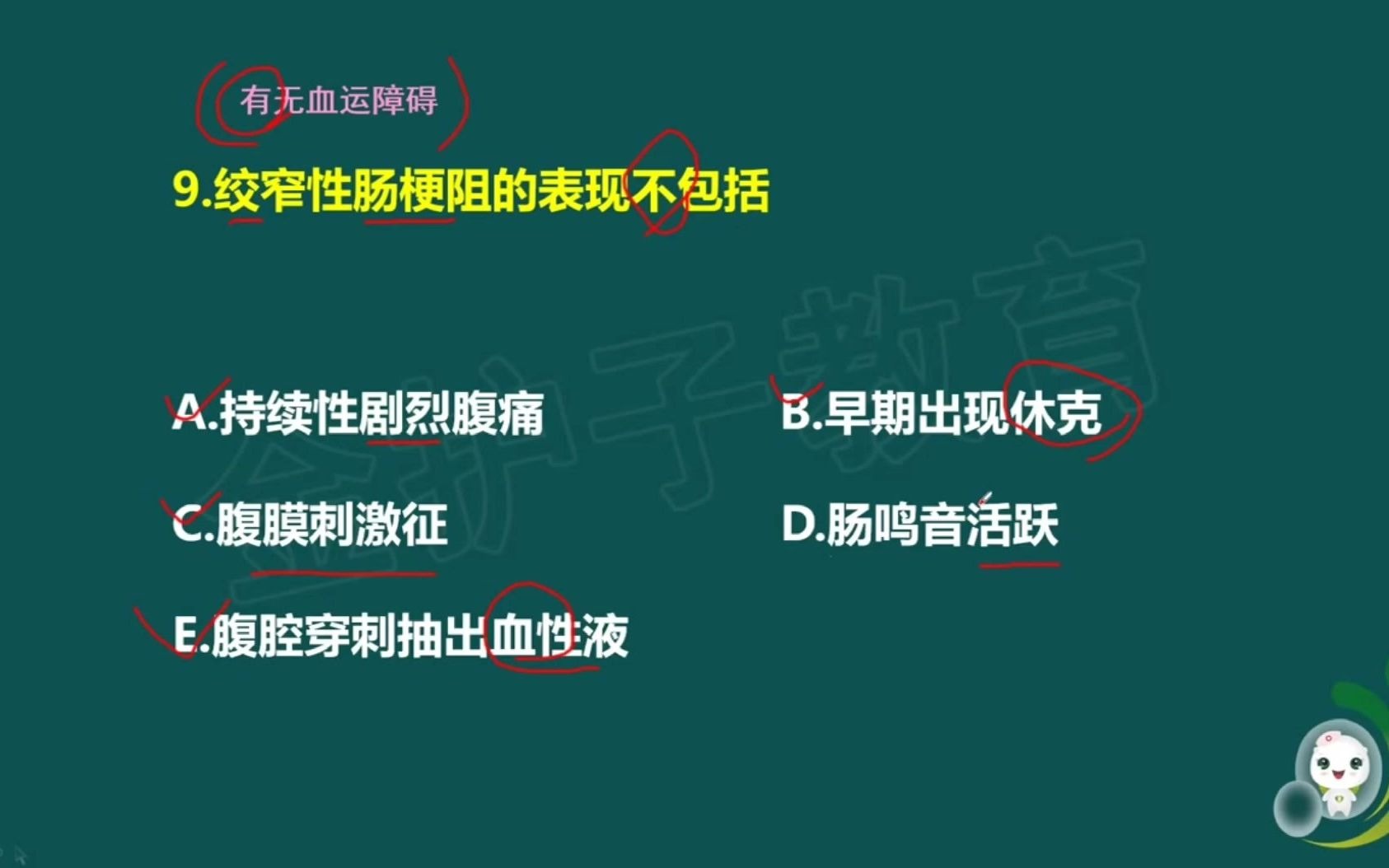 【金护子教育】学会这道题,绞窄性肠梗阻的表现再也难不倒你~~哔哩哔哩bilibili