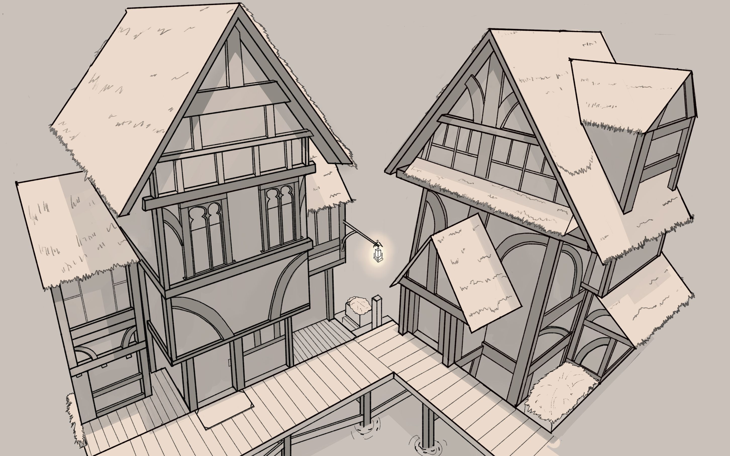 【板绘成长史】第六次作业【透视结构切割】错误示范!