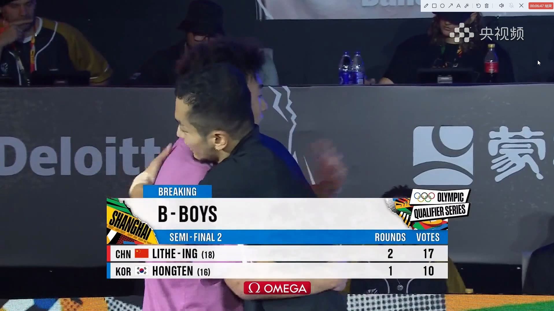 bboy lithe-ing亓祥宇半决赛对决bboy hong10,巴黎奥运资格赛半决赛