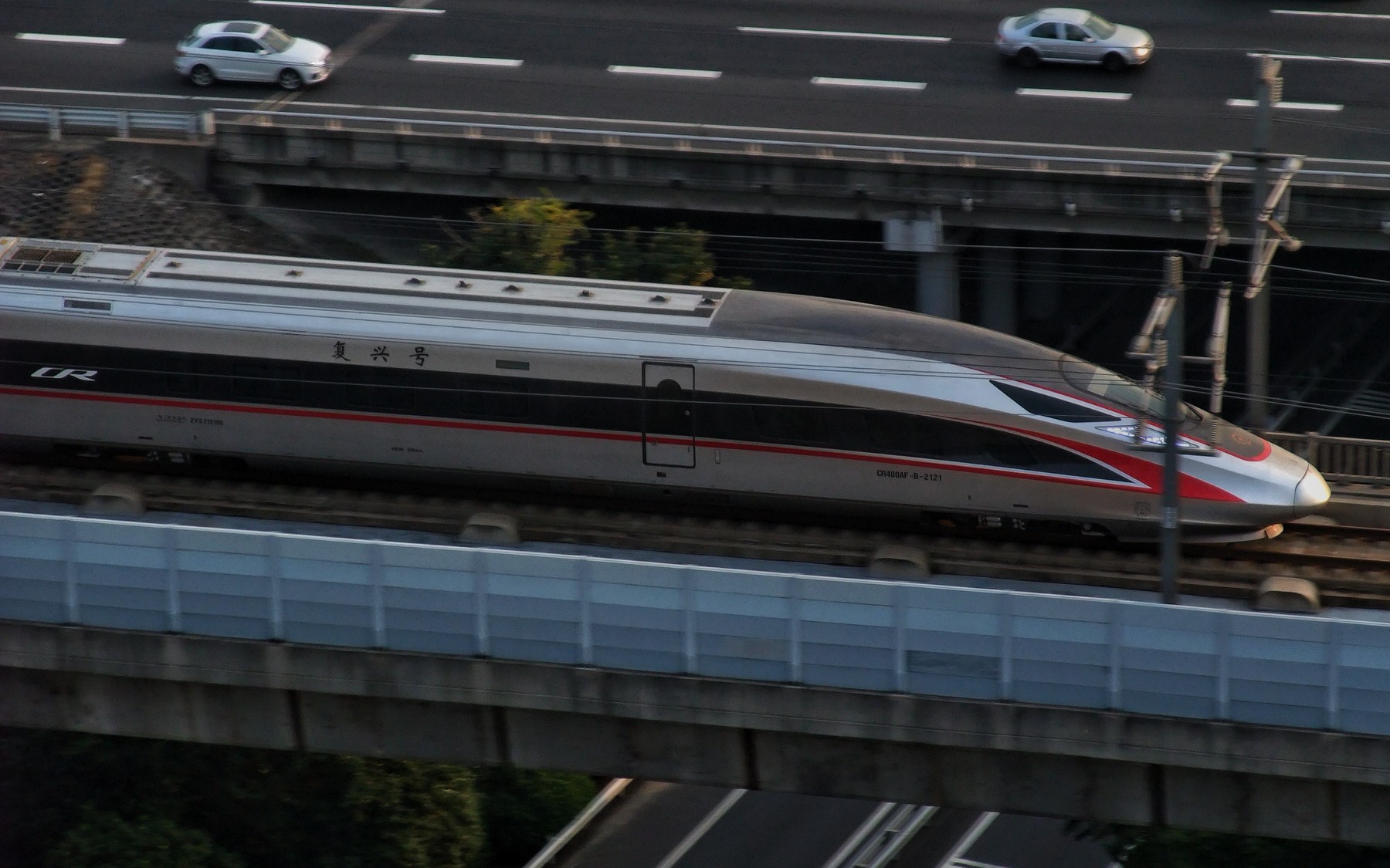 [中国铁路]京沪高铁|红海豚cr400af重联上行方向接近常州北站