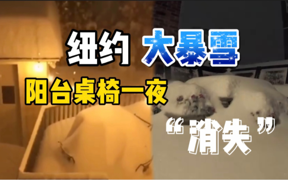 纽约大暴雪 阳台桌椅一夜“消失”哔哩哔哩bilibili