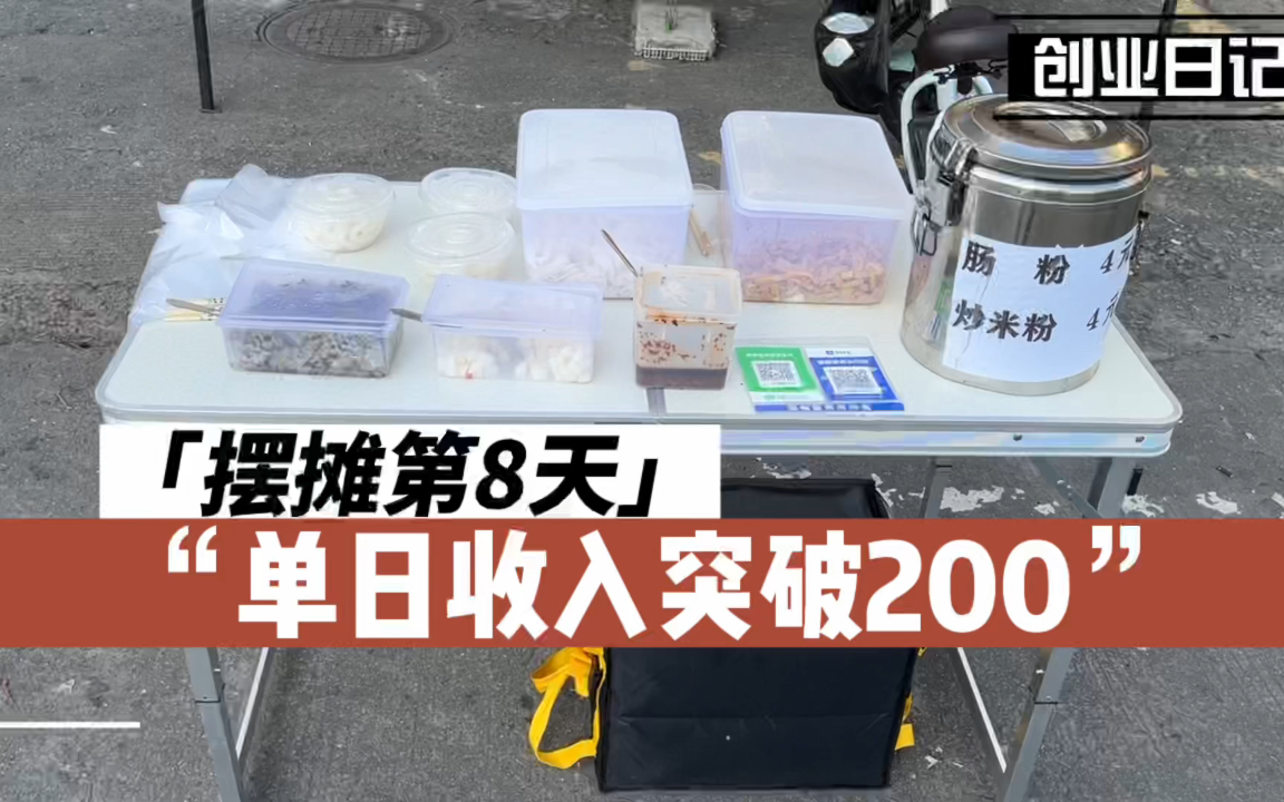 摆摊卖早餐第8天,四小时收入突破200,销量也从30份卖到50份啦!哔哩哔哩bilibili