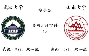 Download Video: 武汉大学VS山东大学，共同开设学科对比，哪所大学的实力更强？