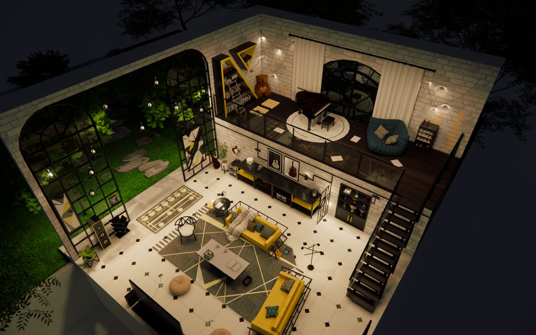 周棋洛小屋一层全景 日照变化