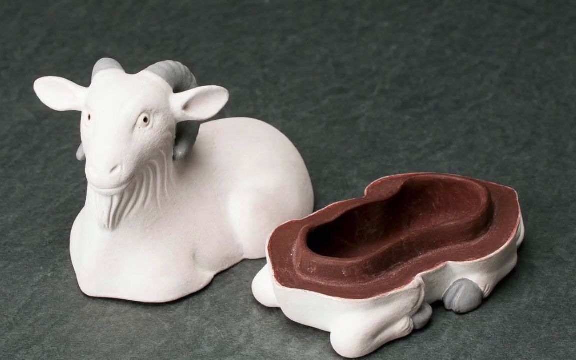 陶艺搬运|人間国宝「金重陶陽」 絵備前羊香合