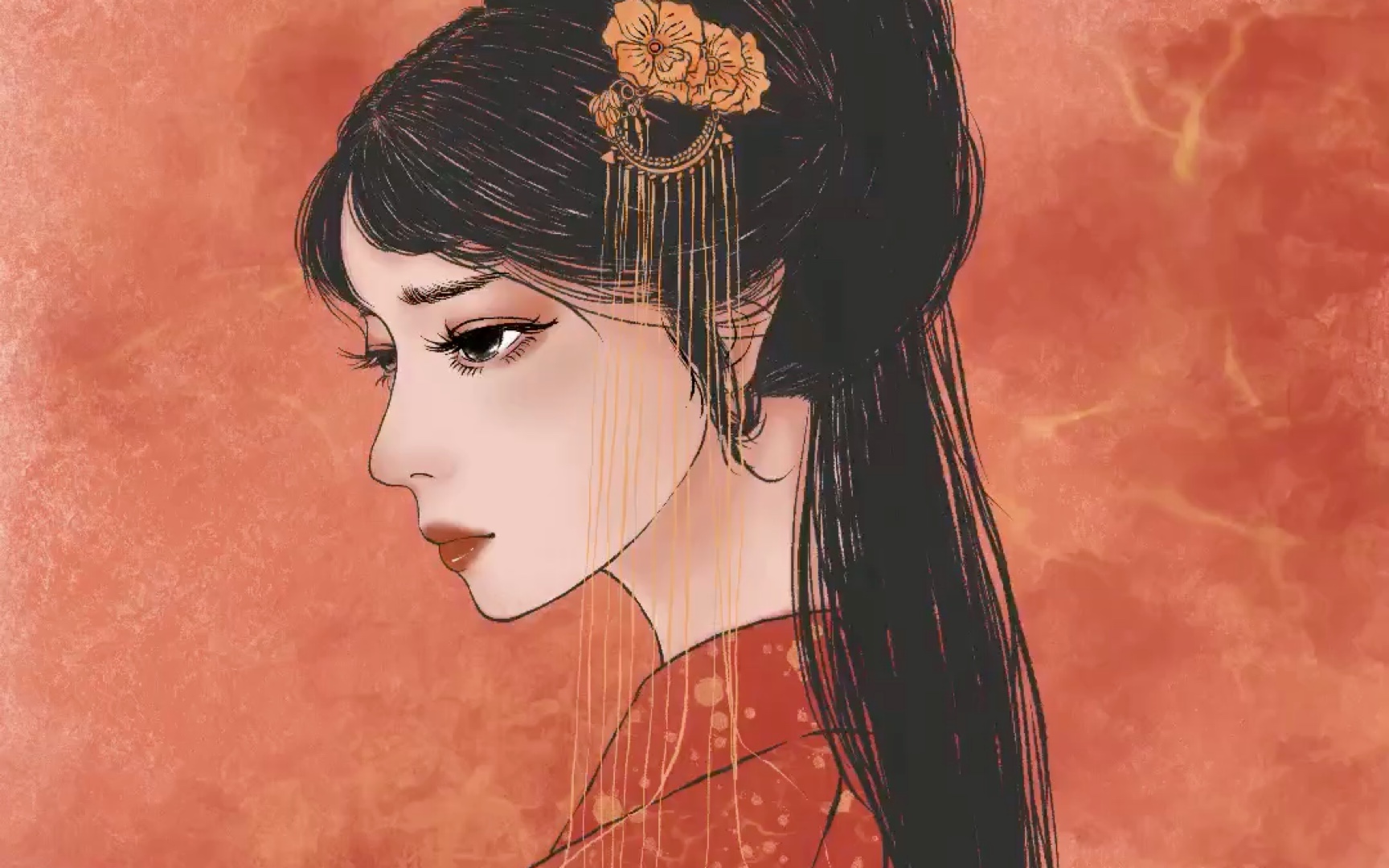 【procreate绘画过程】古风红衣女子