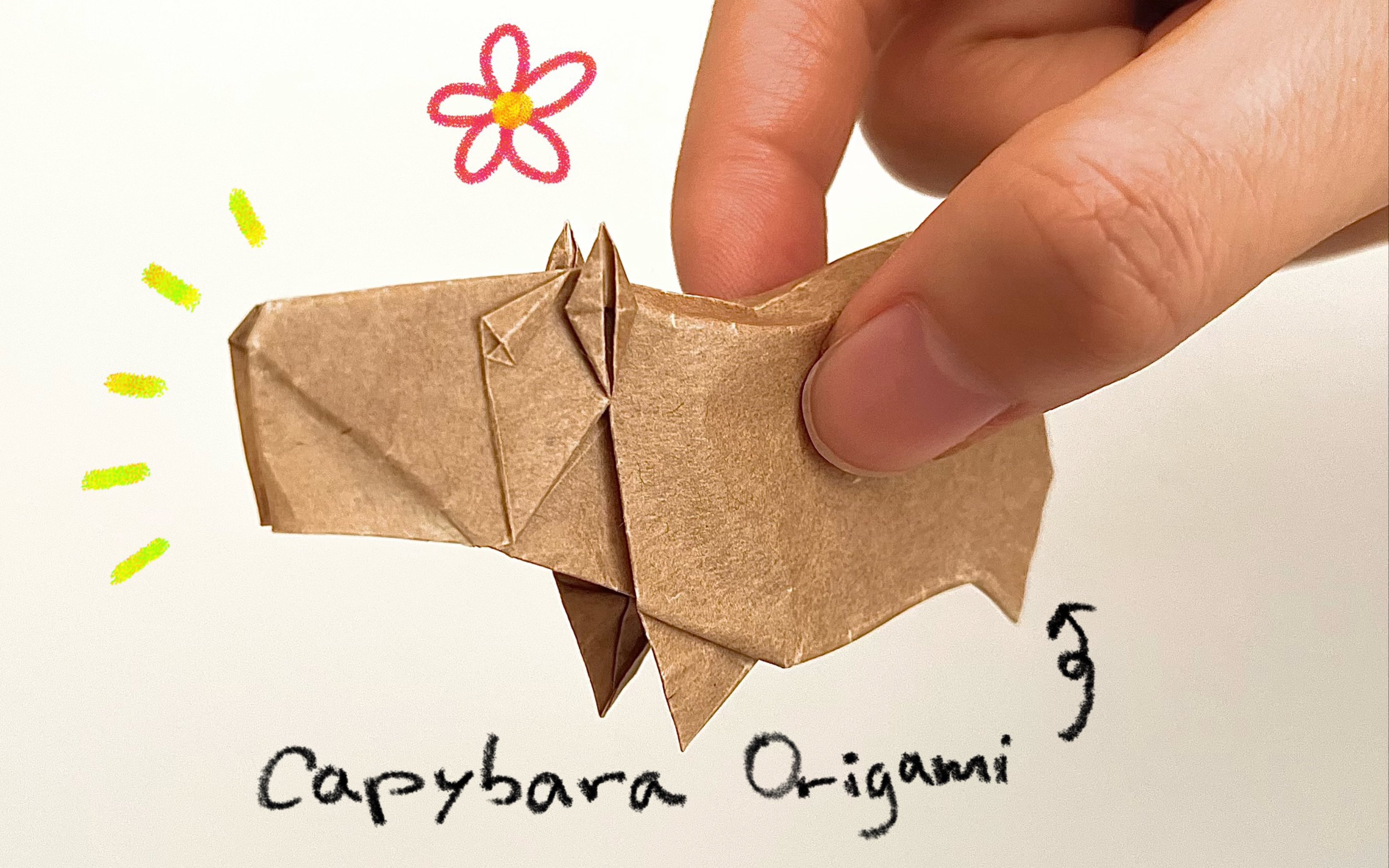 【折纸教程】用油纸折一只卡皮巴拉-超级无敌酸菜女士-默认收藏夹