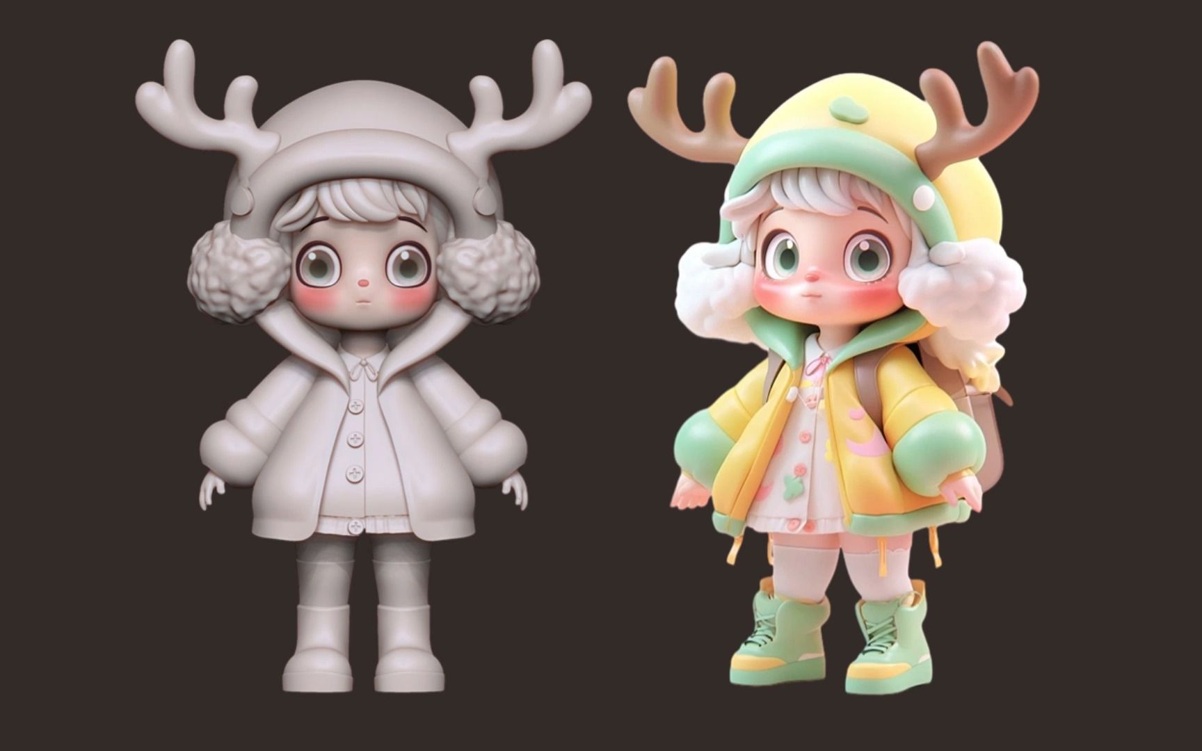 【zbrush雕刻】一組超萌q版小孩手辦模型雕刻,真的很可愛誰懂!