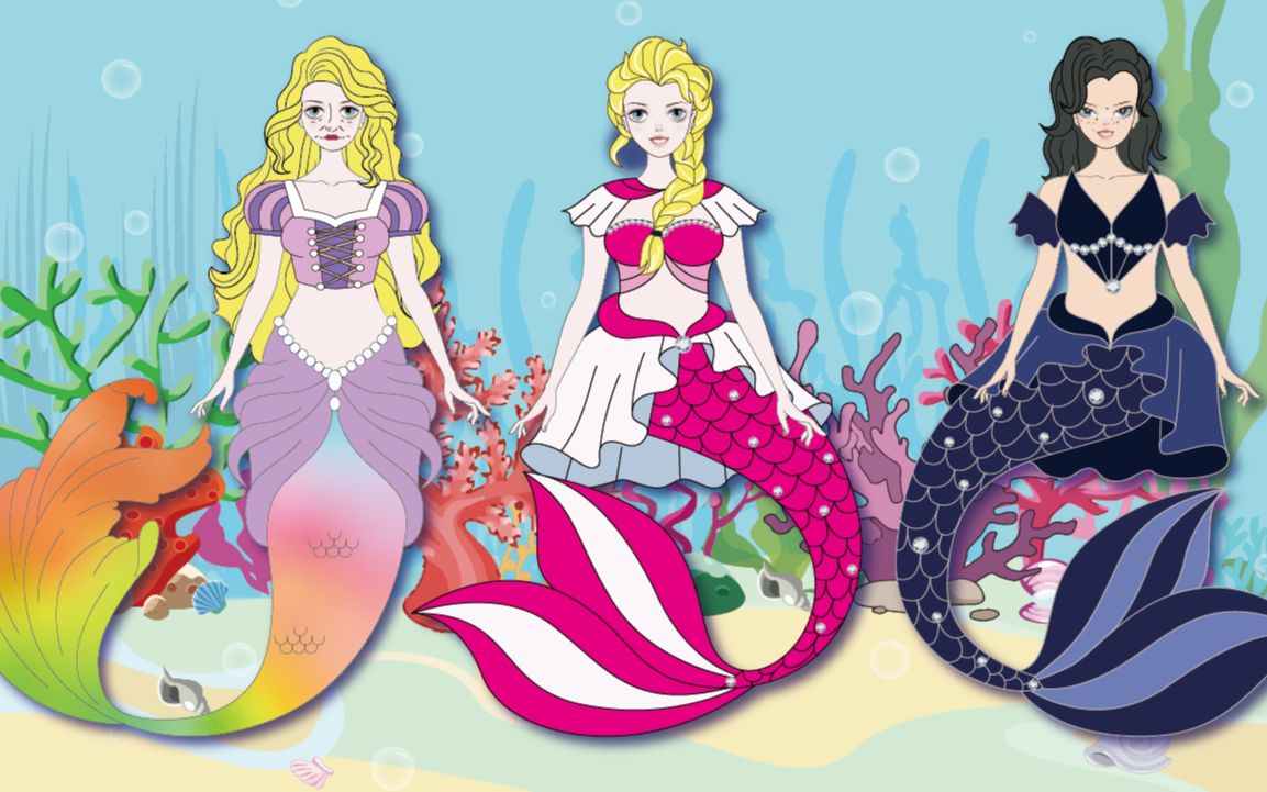 手工剪纸动画:海底世界,美人鱼一家人!