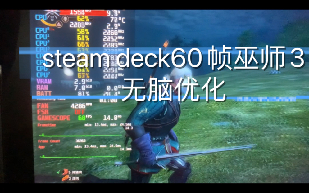 [图]比最低更低，属于掌机的画质，无脑优化帧数，提升续航，steam deck 60帧 巫师3次世代