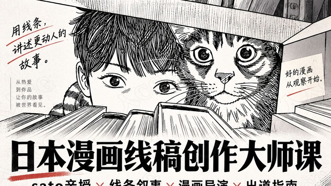 日本漫画线稿创作大师课：sato亲授×线条叙事×漫画导演×出道指南