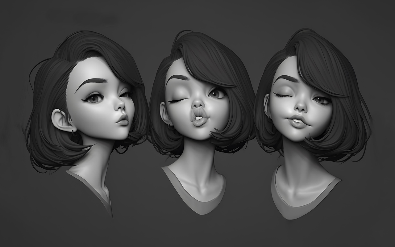 zbrush人头三视图图片