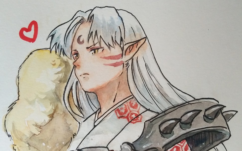 【手绘】暑期水彩复健,画一只杀生丸