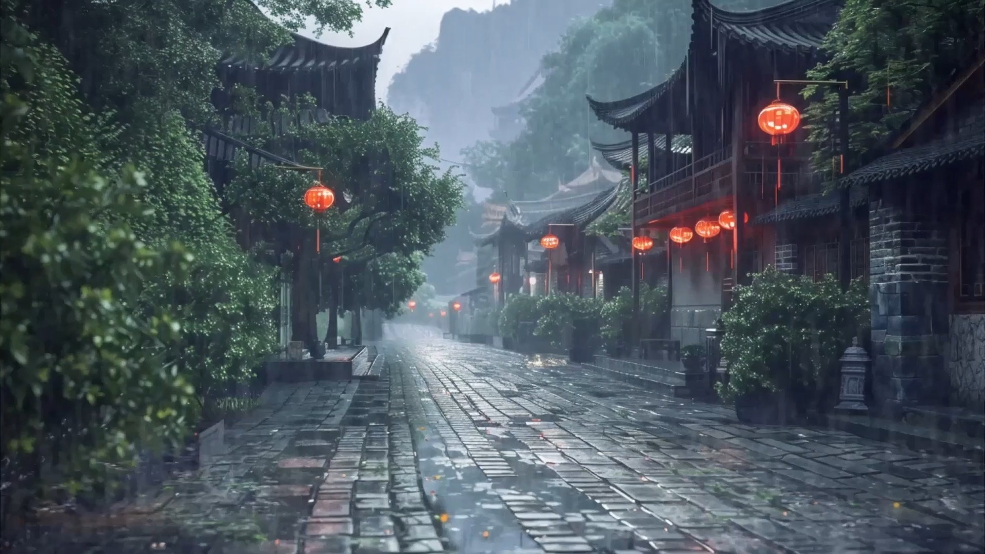 雨纷纷,旧故里草木深,我听闻你始终一个人.白噪音,古风,江南小镇,红灯笼,学习背景音,放松,治愈 ,助眠哔哩哔哩bilibili