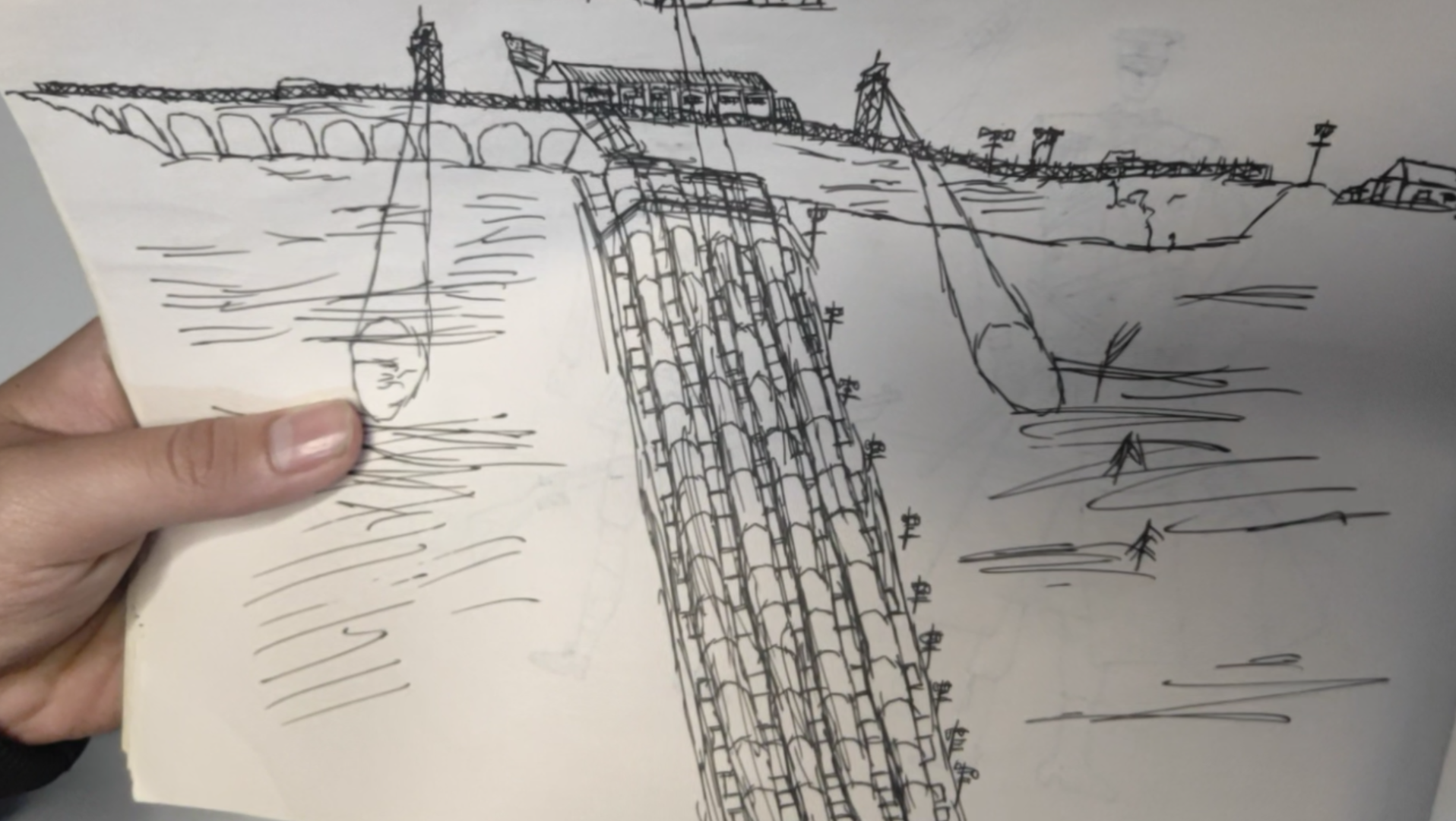 水门桥的简笔画图片