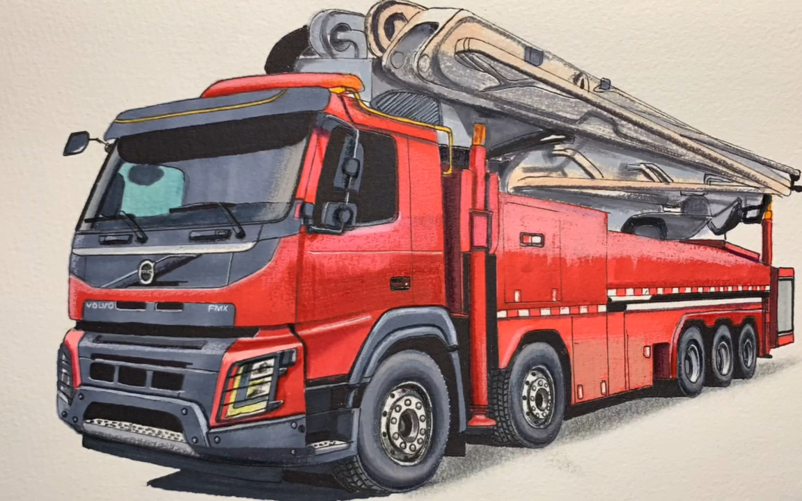 复杂的消防车怎么画图片