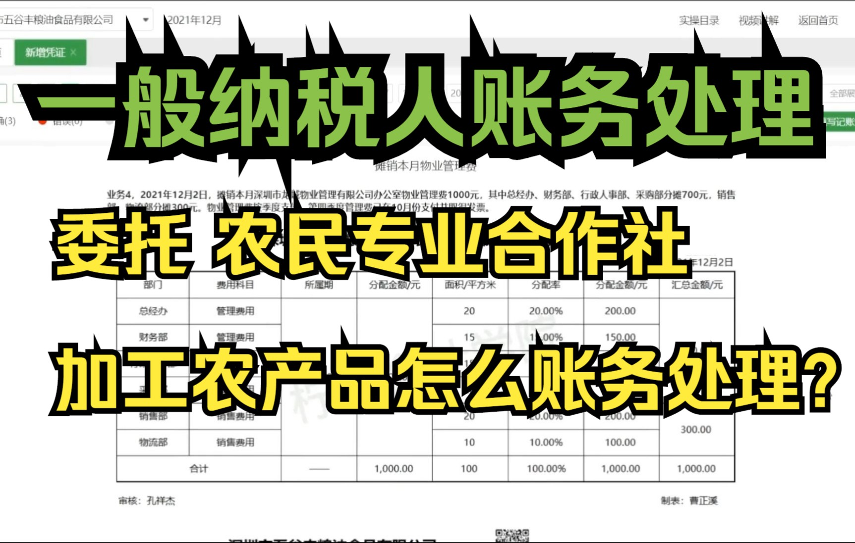 5、粮油行业:摊销本月物业管理费、委托农民专业合作社加工农产品哔哩哔哩bilibili