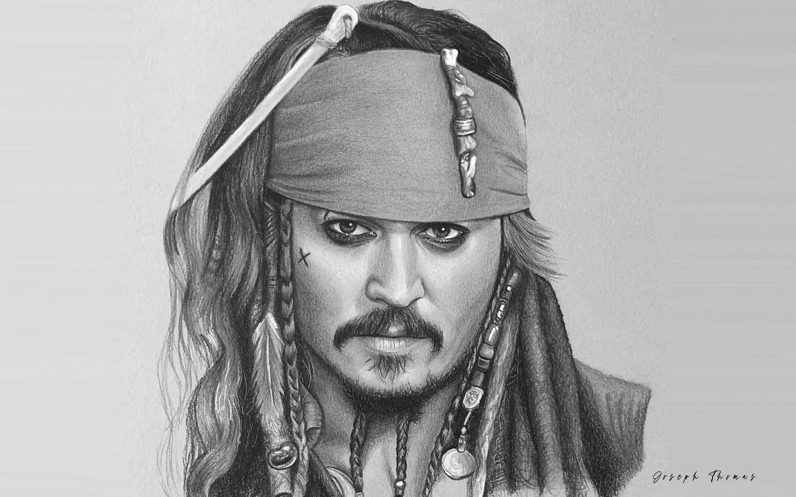 【素描】铅笔画杰克船长,加勒比海盗 jack sparrow