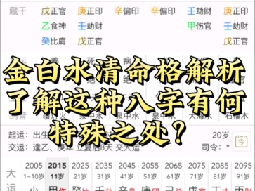 三连关注公益简批八字《金白水清命格解析:了解这种八字有何特殊之处?》哔哩哔哩bilibili