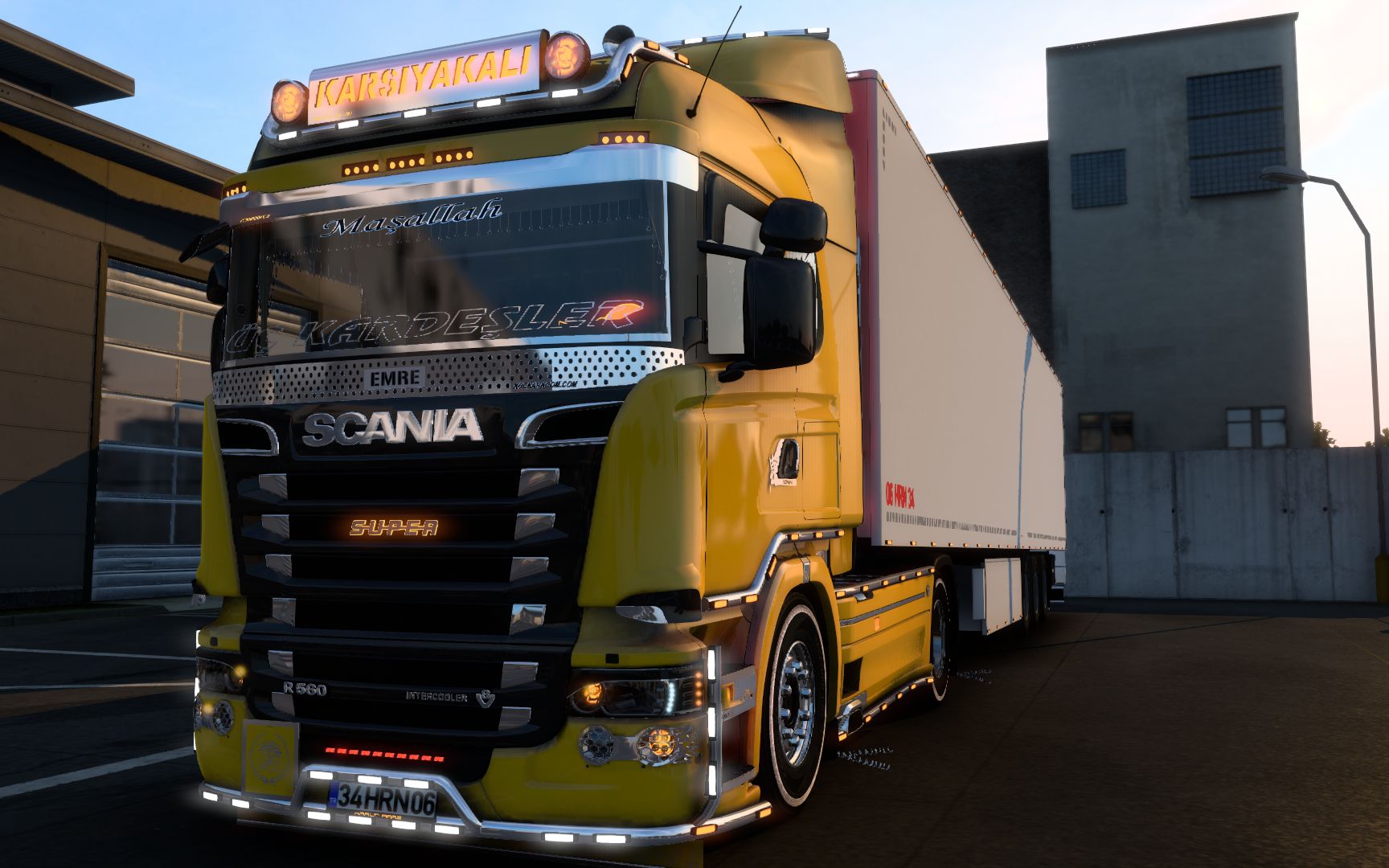 欧卡2-车头mod推荐:斯堪尼亚scania r560定制款,带货柜