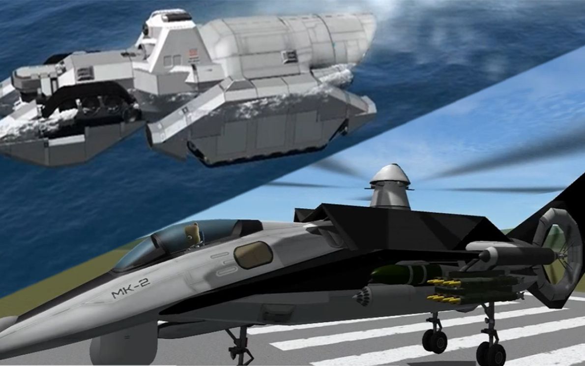 微科幻两栖运兵车&武装直升机【坎巴拉太空计划】