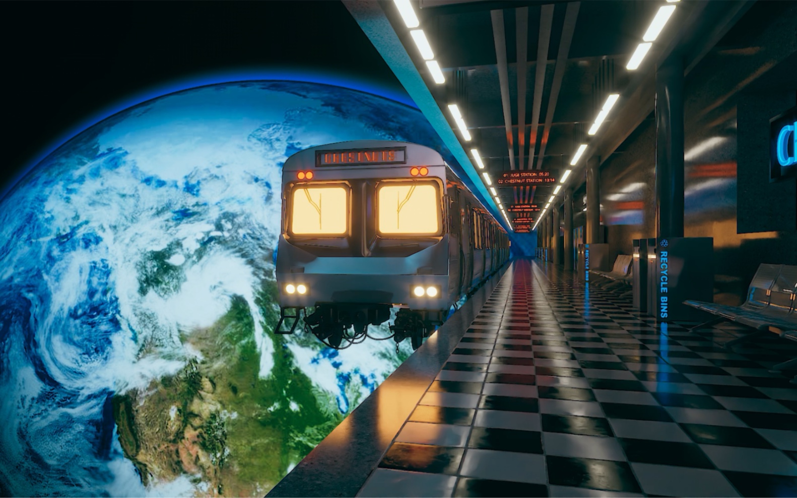 c4d练习作品《星际列车》